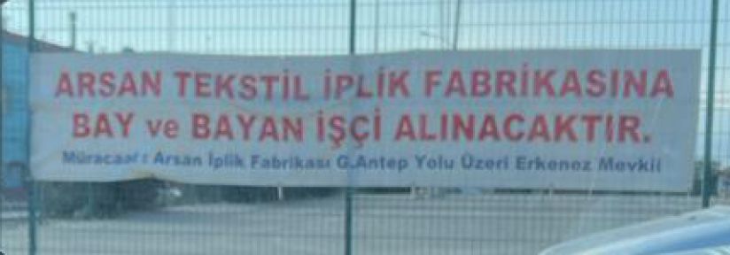 SANAYİ ŞEHRİNDE ‘İŞÇİ ARANIYOR’