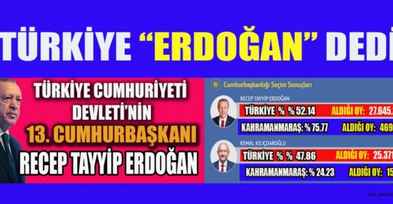 13. CUMHURBAŞKANI ERDOĞAN OLDU