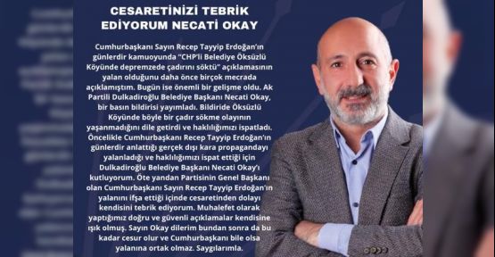 ÖZTUNÇ; ‘CESARETİNİZİ TEBRİK EDİYORUM NECATİ OKAY!’