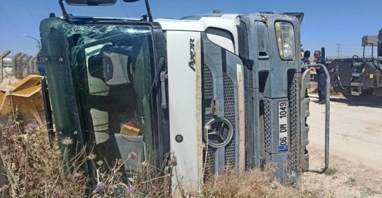 BETON MİKSERİ DEVRİLDİ: 1 YARALI