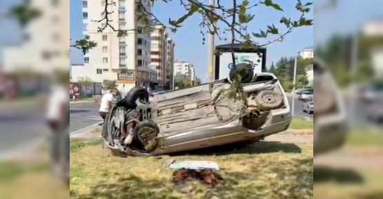 OTOMOBİL TAKLA ATTI: 1 YARALI
