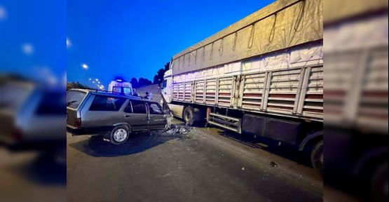 TIRIN ALTINDA KALAN OTOMOBİL EZİLDİ