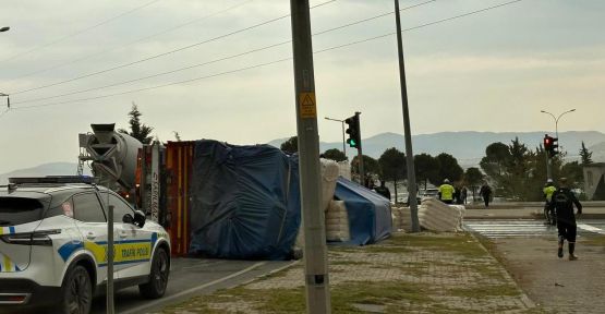 BALYA YÜKLÜ TIR DEVRİLDİ: 1 YARALI