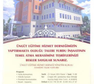 EĞİTİM ADINA BİR TALEBE YURDU DAHA!