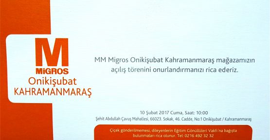 KAHRAMANMARAŞ’A 3. MİGROS MAĞAZASI