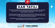 31 ARALIK’TA EĞİTİME 1 GÜNLÜK KAR TATİLİ